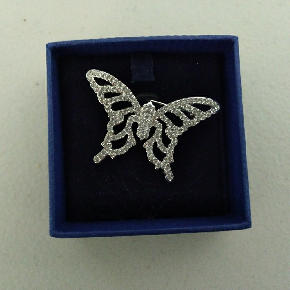 Signed Swarovski butterfly pin